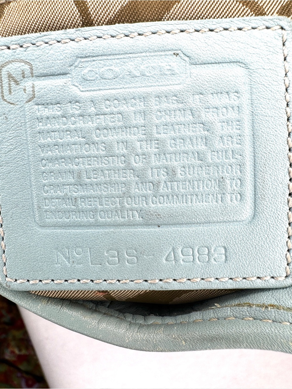 Vintage Coach Soho Slim Shoulder Bag 4983 Light Blue Leather Y2K Hobo Purse - Picture 8 of 12